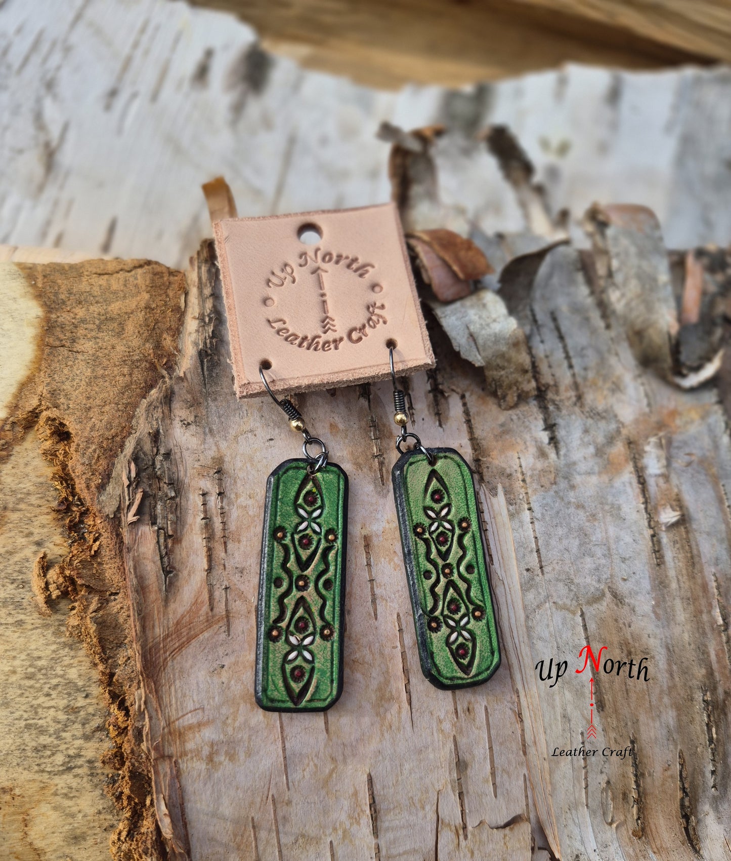 (01ER26) Leather Earrings - Verde