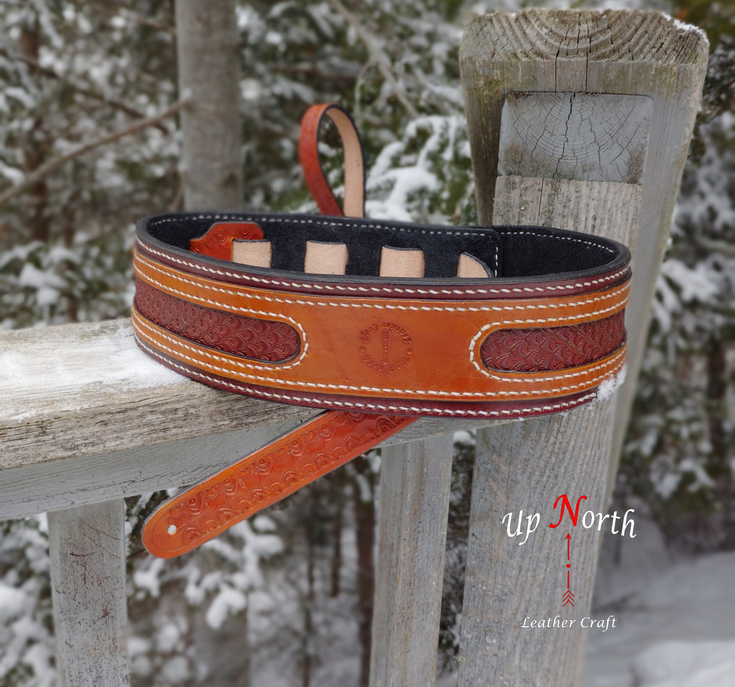 (01GS25) Leather Guitar Strap - Chocolate Caramel