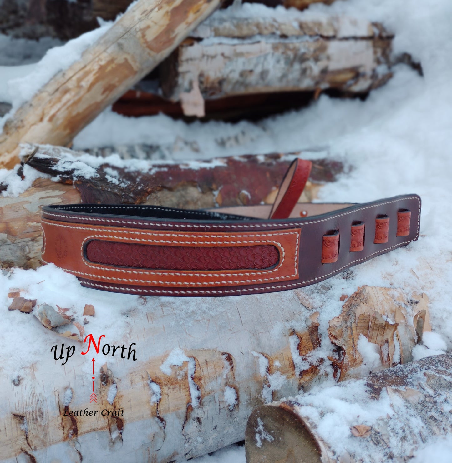 (01GS25) Leather Guitar Strap - Chocolate Caramel