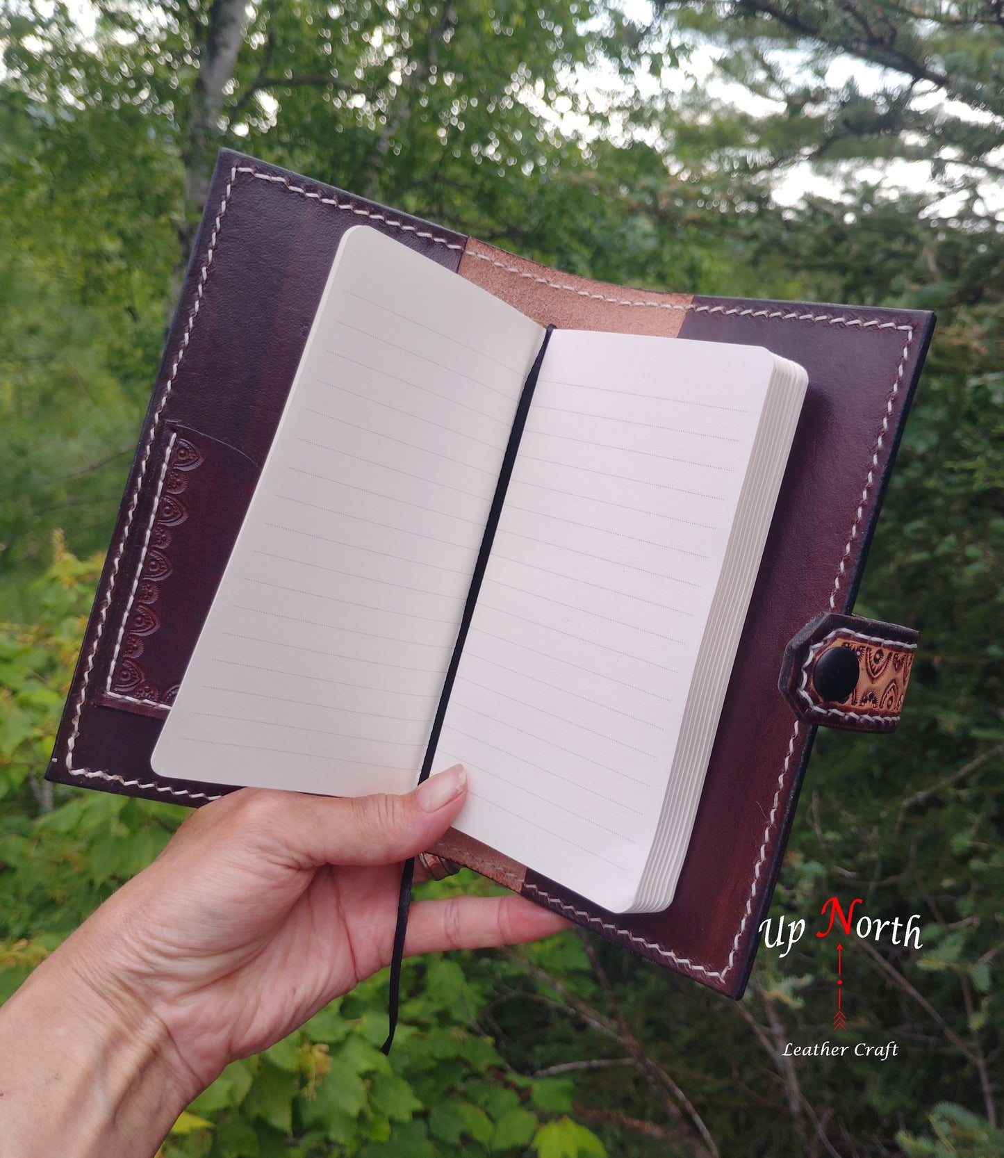 (01JM25) Medium Leather Journal - Evening Canoe