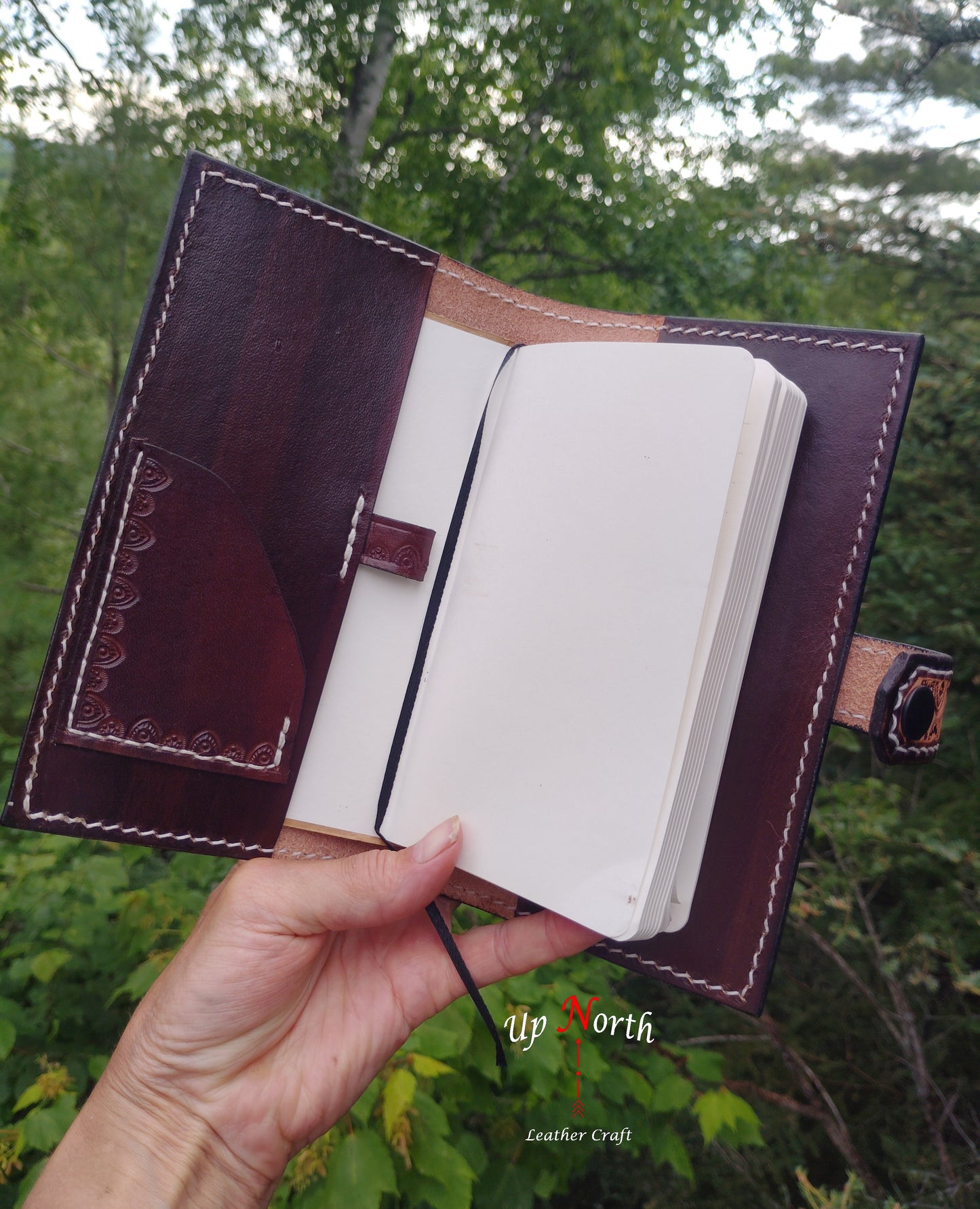 (01JM25) Medium Leather Journal - Evening Canoe