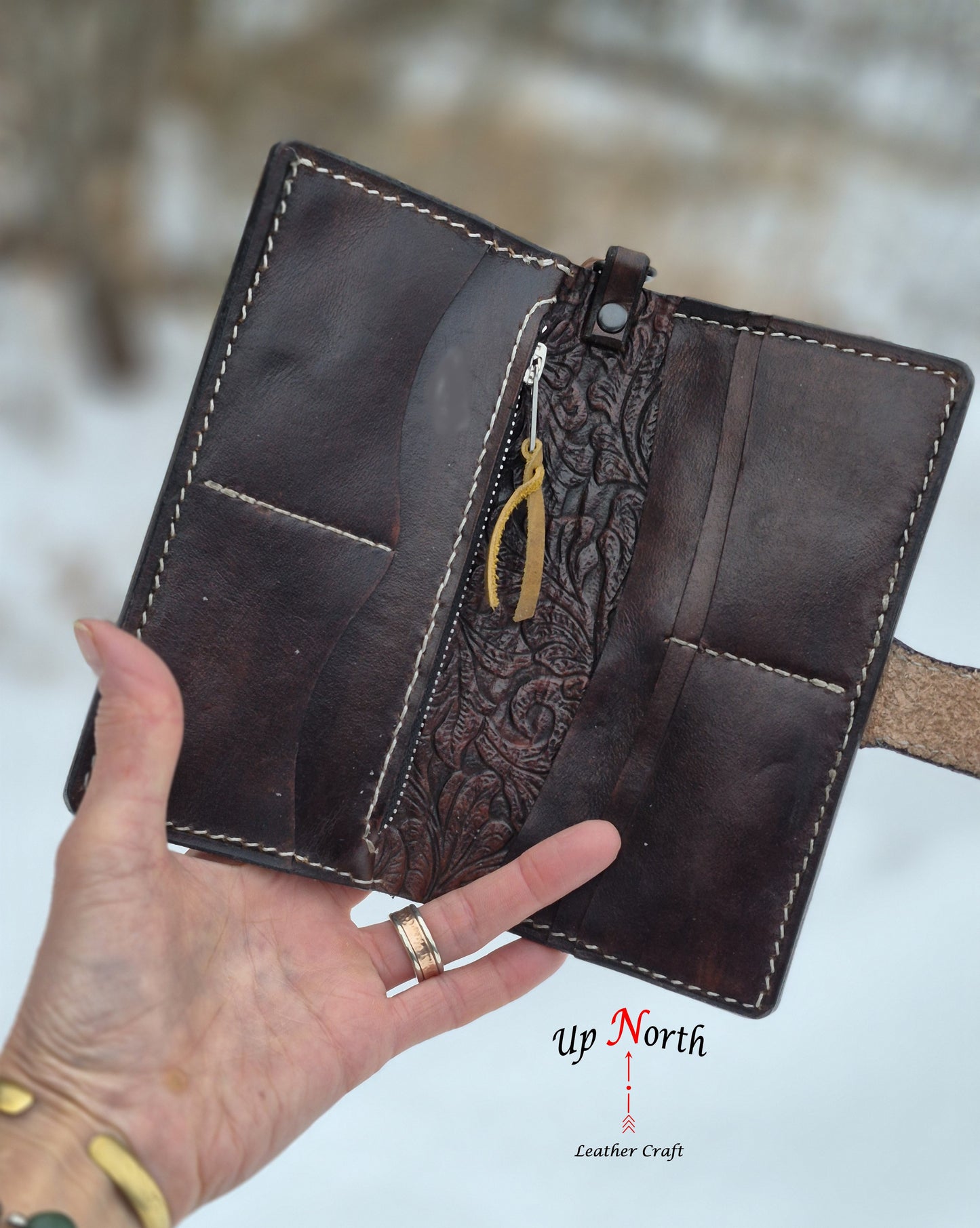 (01LLW26) Tooled Leather Ladies Wallet - Sounds of Summer