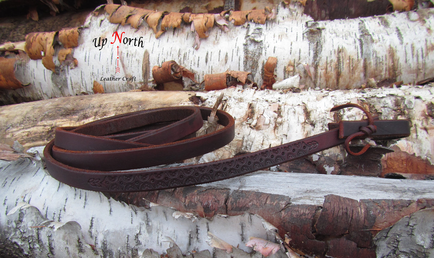 (01SR25) Tooled Split Reins - Brown