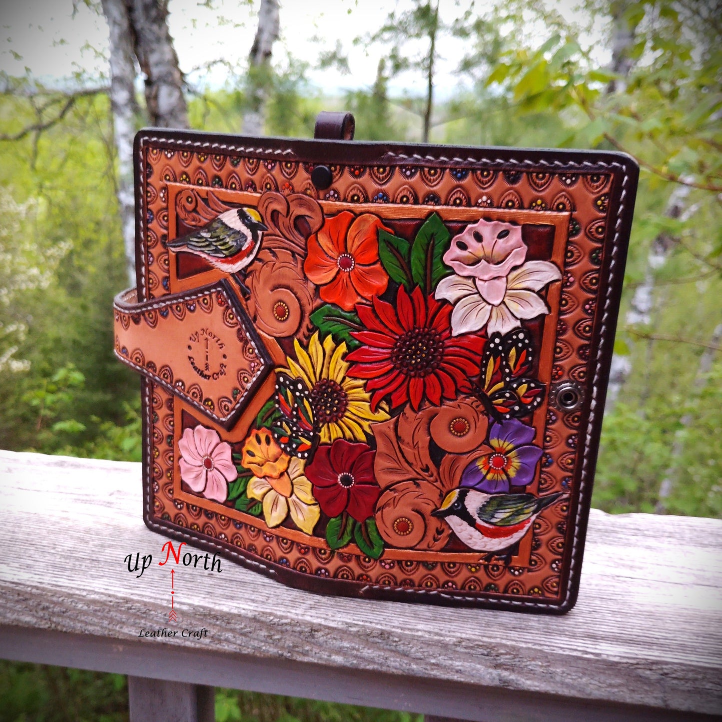 (02LLW25) Ladies Leather Wallet - Birds, Butterflies and Flowers