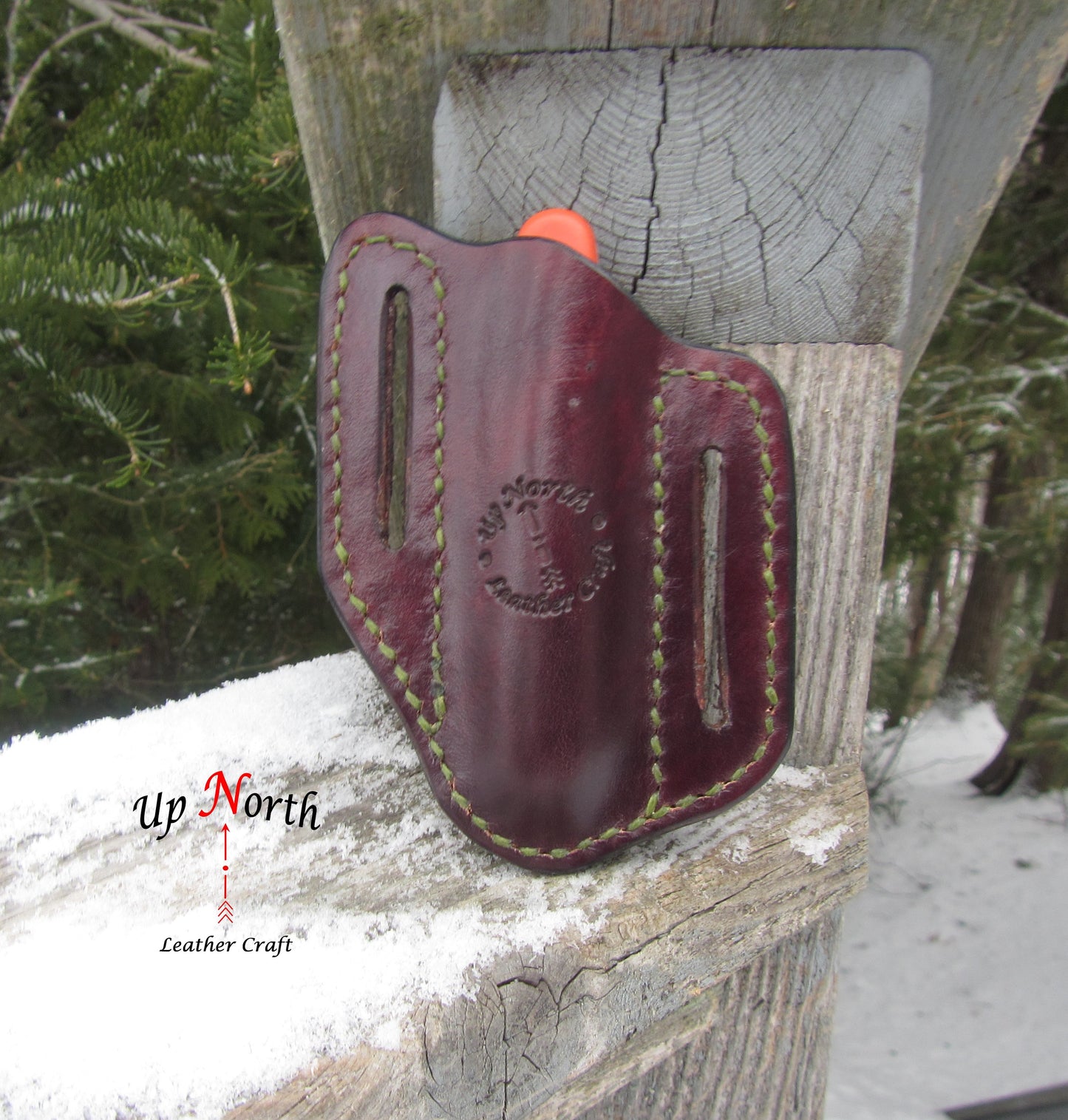 (02PK25) Leather Pocket Knife Sheath - Bass