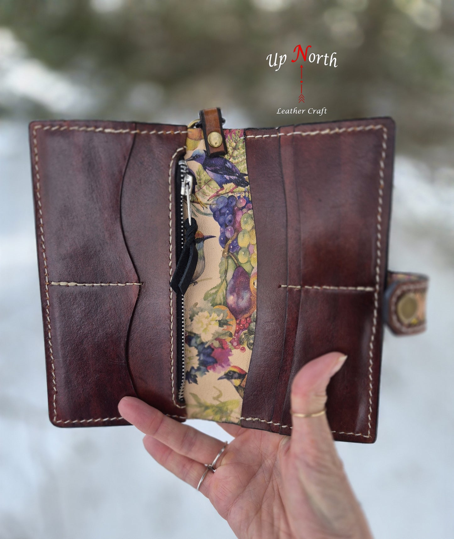(02LLW26) Ladies Leather Wallet - Stop and Smell the Flowers!