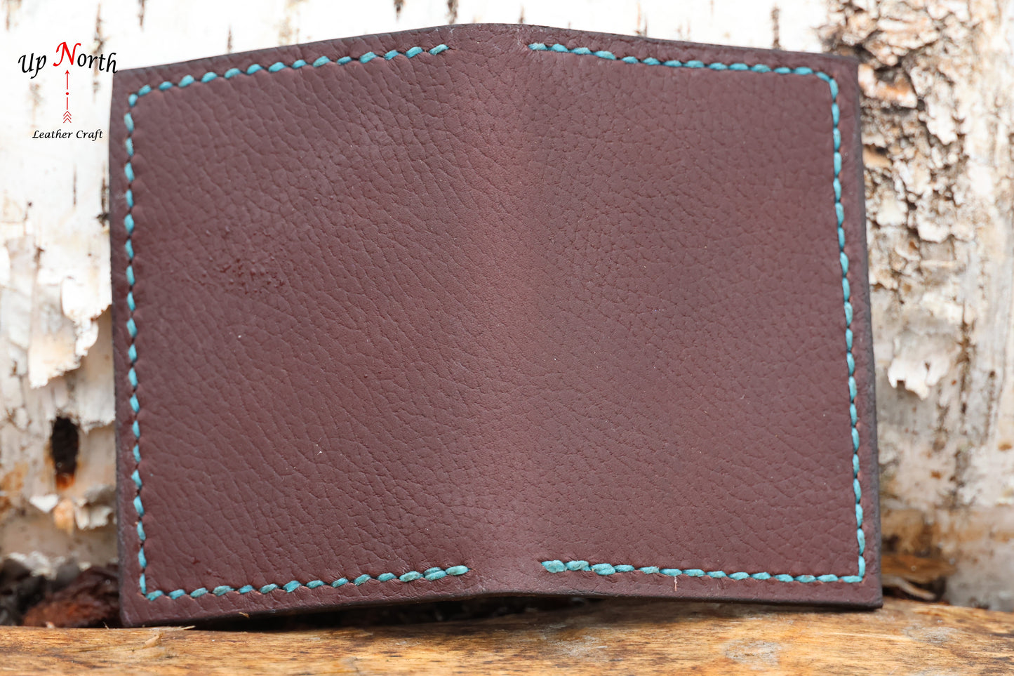 (03CW25) Leather Card Wallet - Turquoise