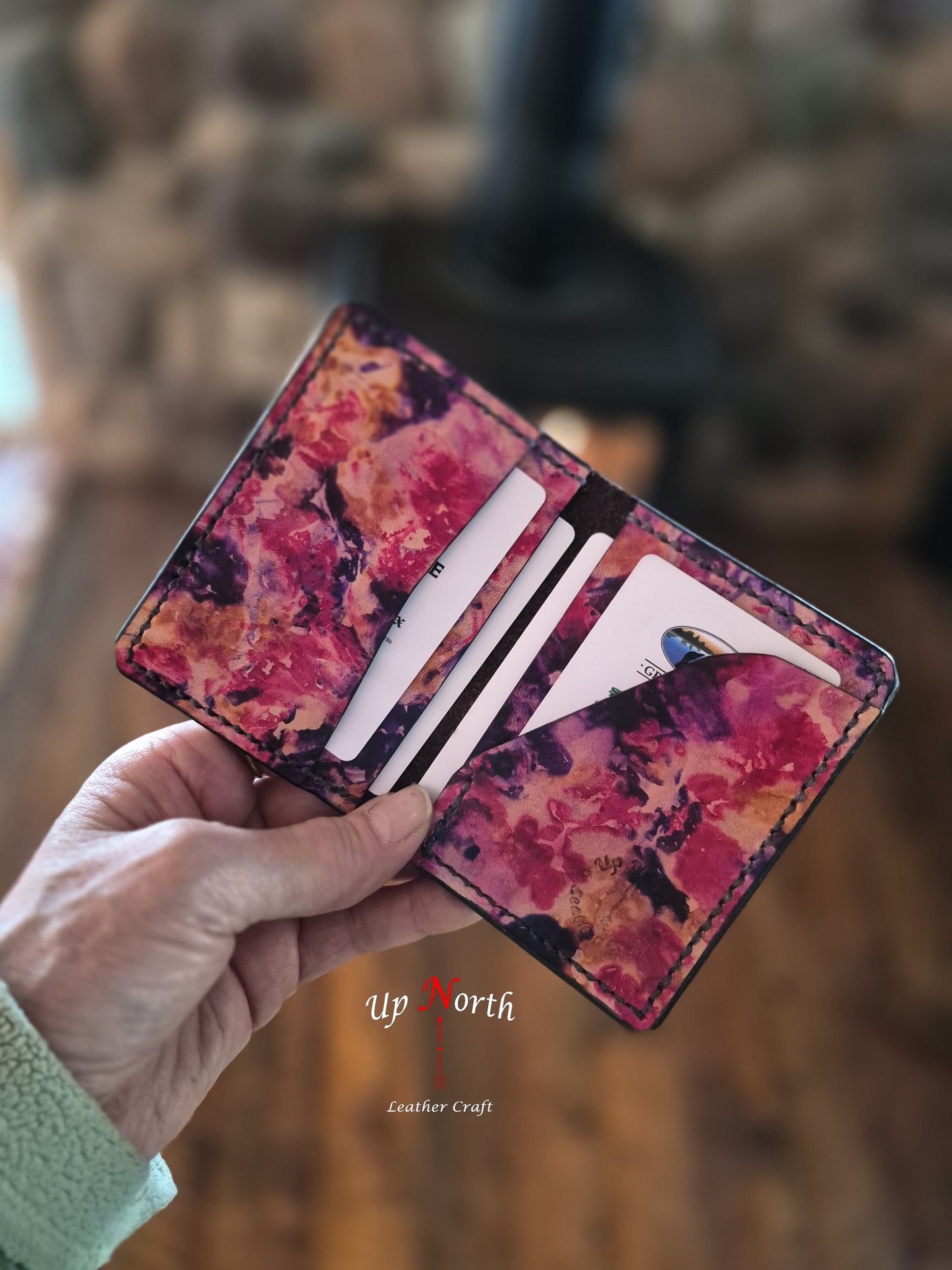 (03CW26) Leather Card Wallet - Sunset