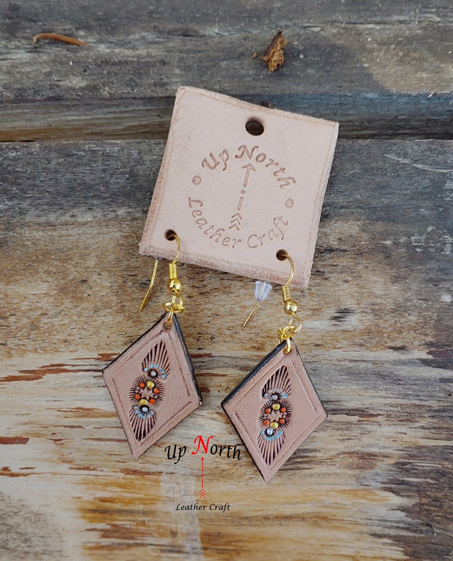 (03ER25) Leather Earrings - Southern Sun