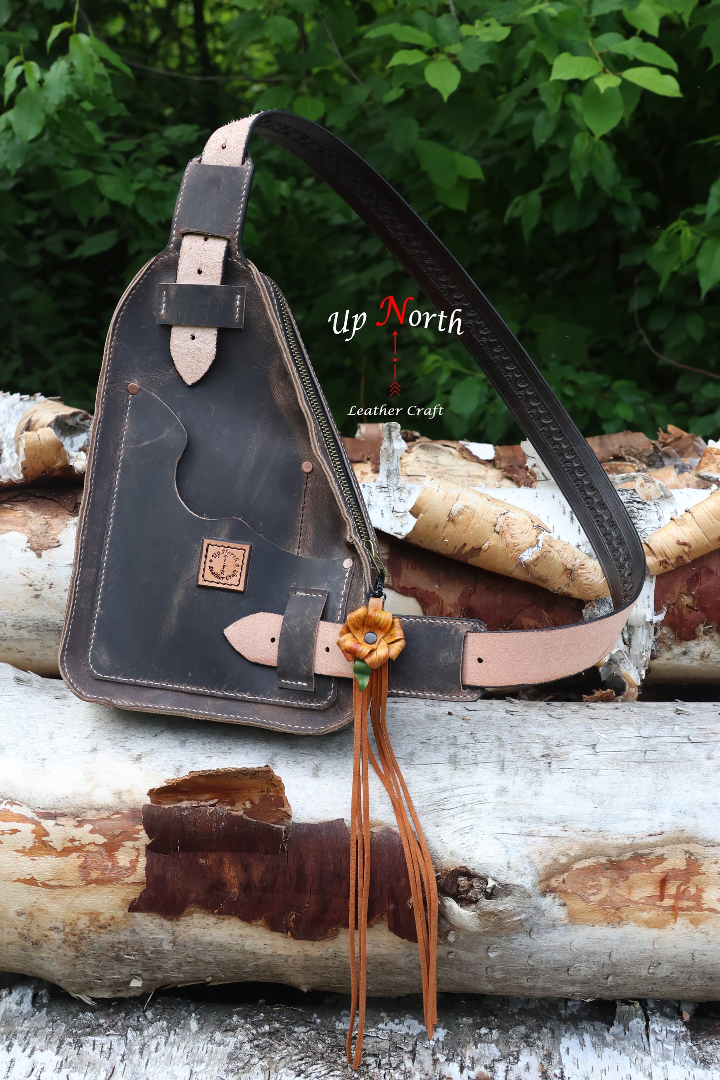(03WP25) The White Pine Tooled Sling Bag - Summer Day