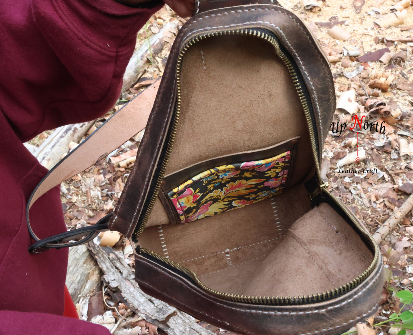 (03WP25) The White Pine Tooled Sling Bag - Summer Day