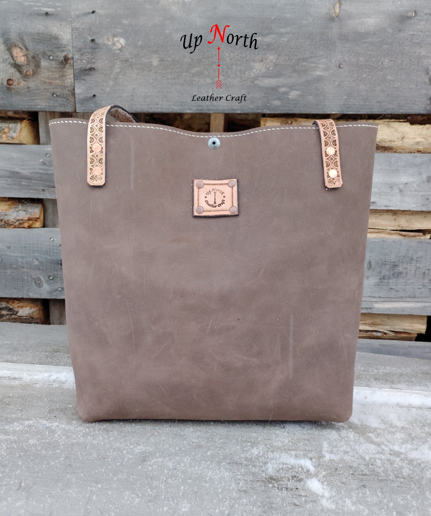 (03TOT24) Up North Leather Tote Bag - Summer Bouquet