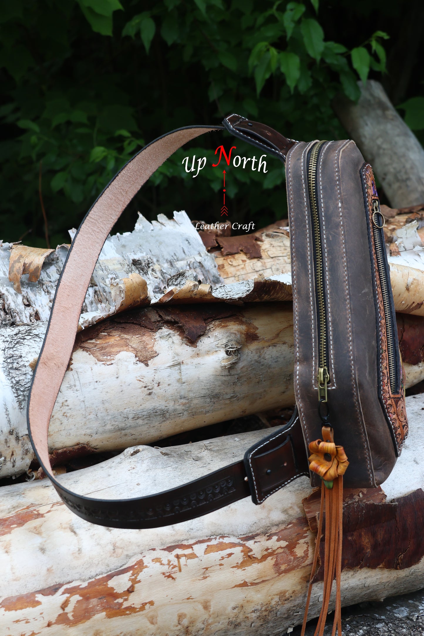 (03WP25) The White Pine Tooled Sling Bag - Summer Day