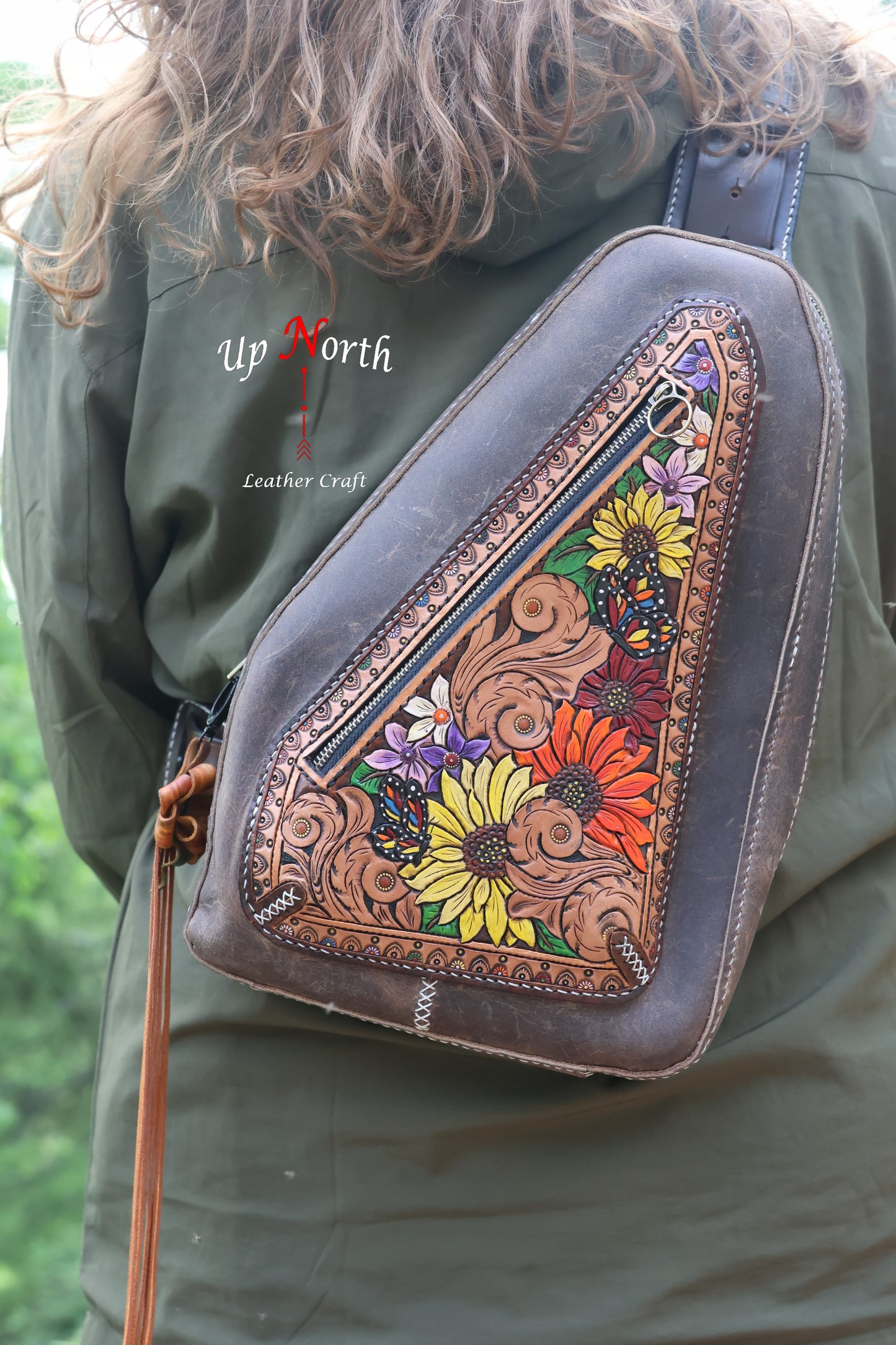 (03WP25) The White Pine Tooled Sling Bag - Summer Day