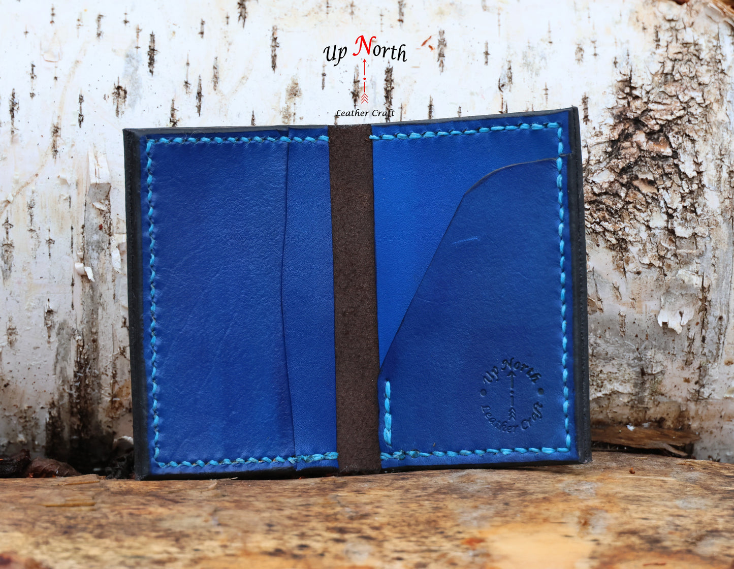 (04CW25) Leather Card Wallet - Sapphire