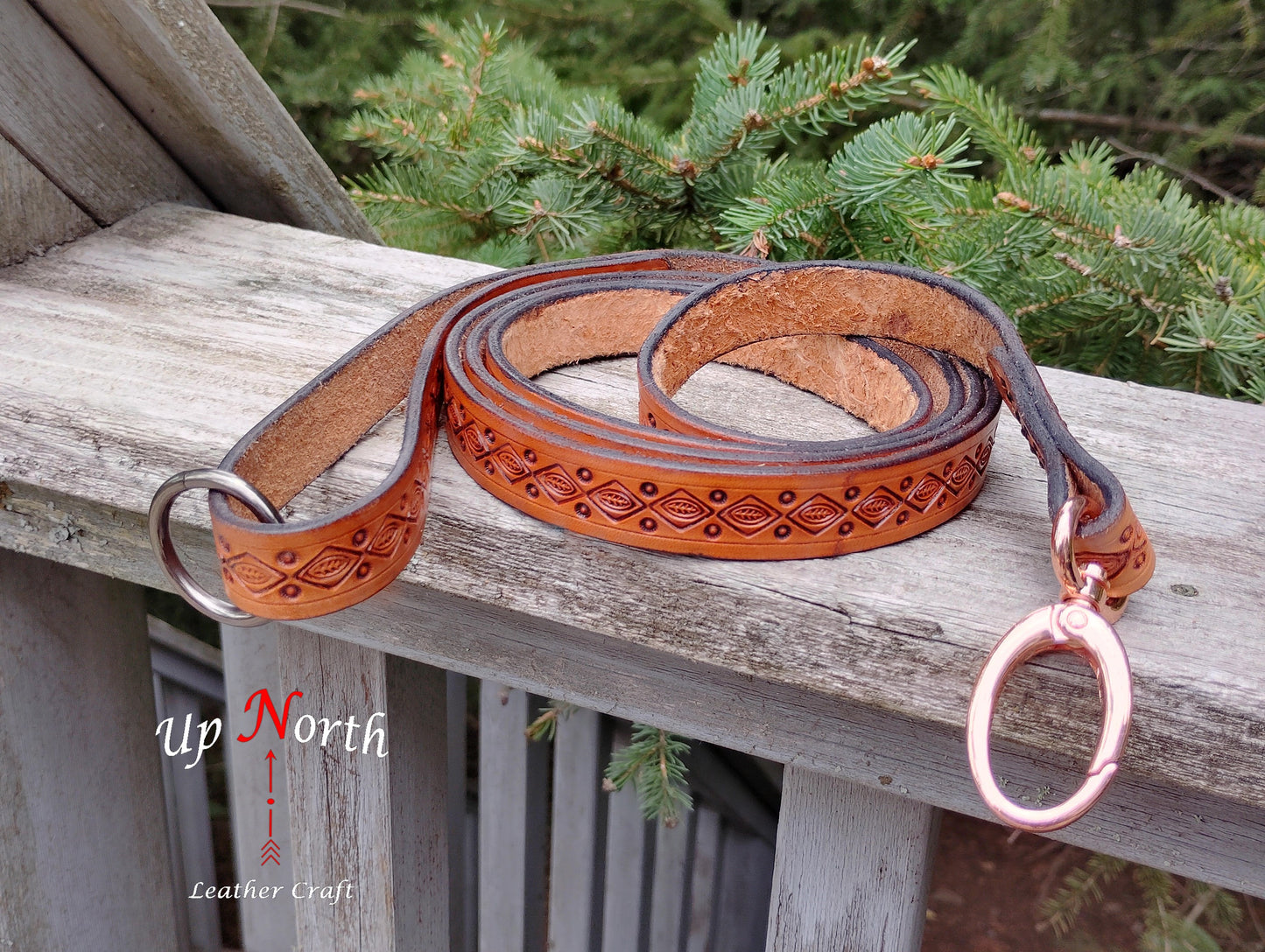 (04LM24) Leather Leash for Medium Dogs - Sheridan Brown