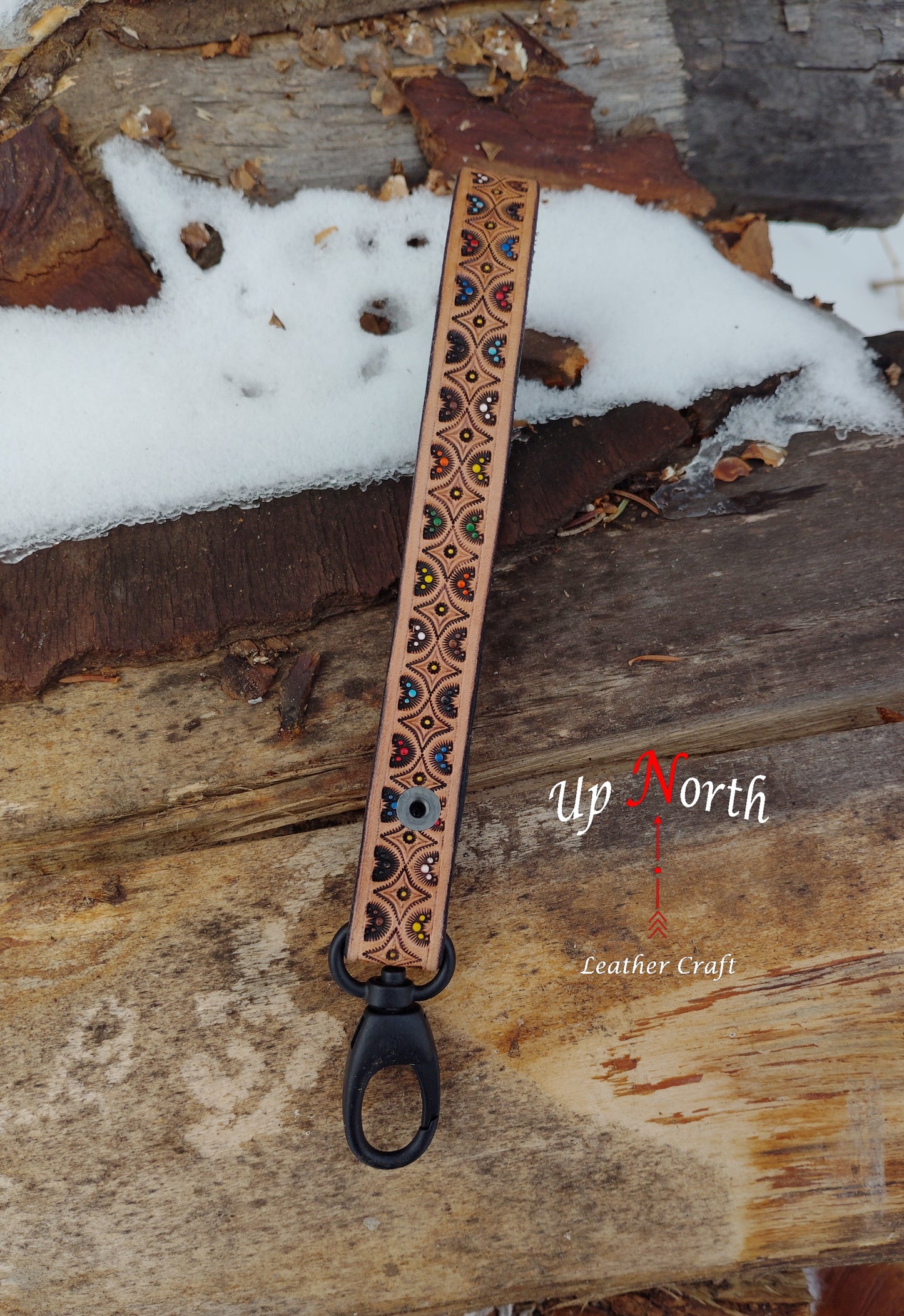 (05LA25) Leather Lanyard - Spots and Dots