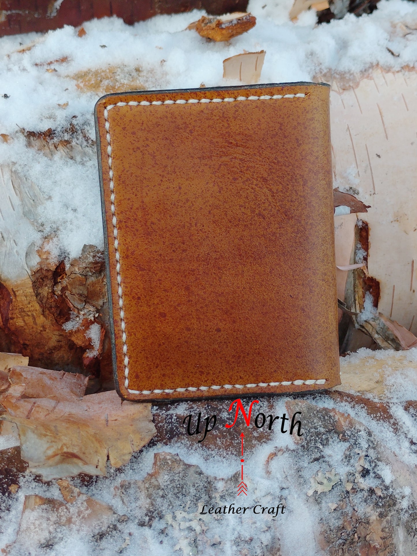 (08CW25) Handmade Leather Card Wallet - Spotted Buckskin