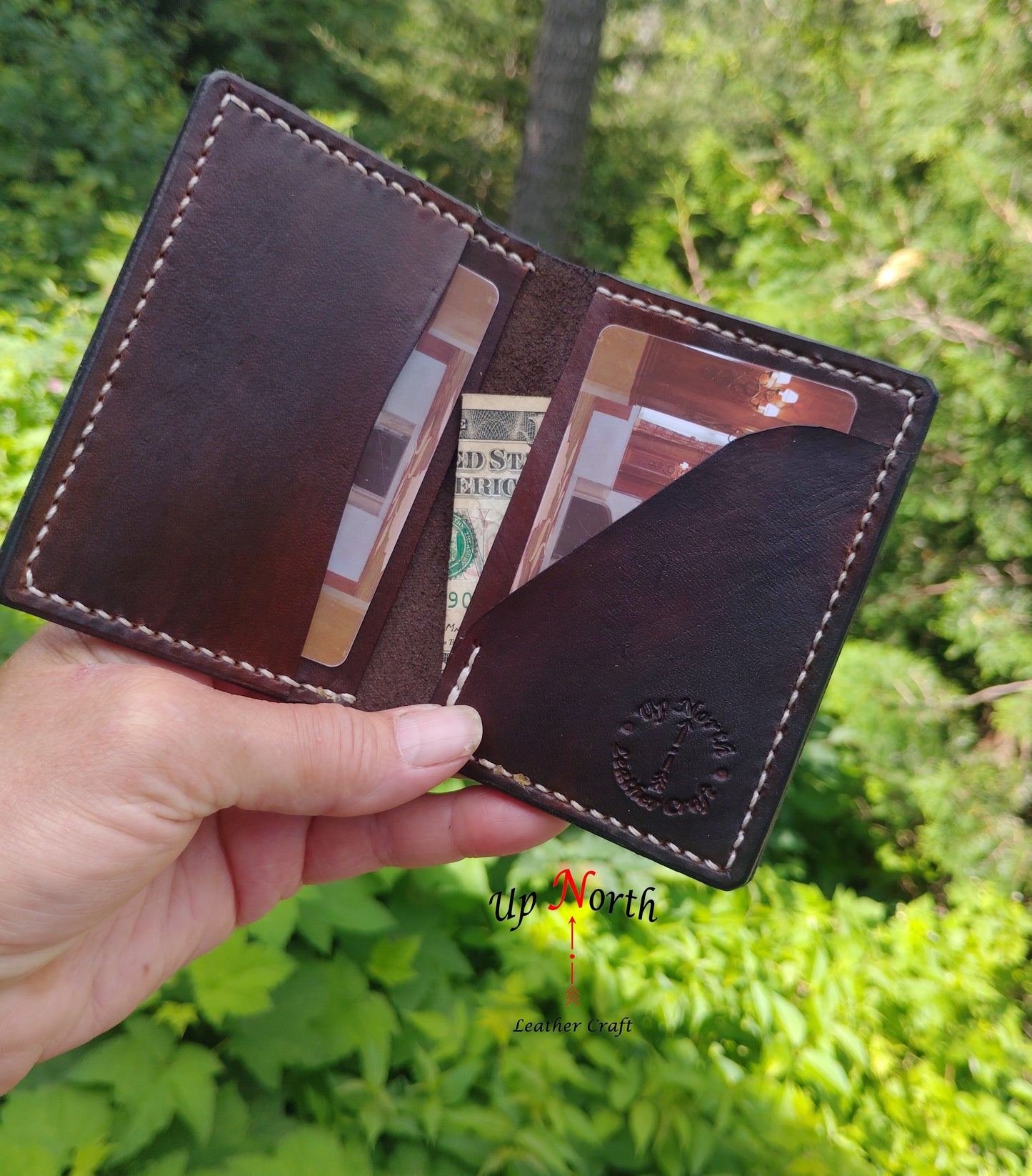(07CW25) Leather Card Wallet - Beautiful Brown