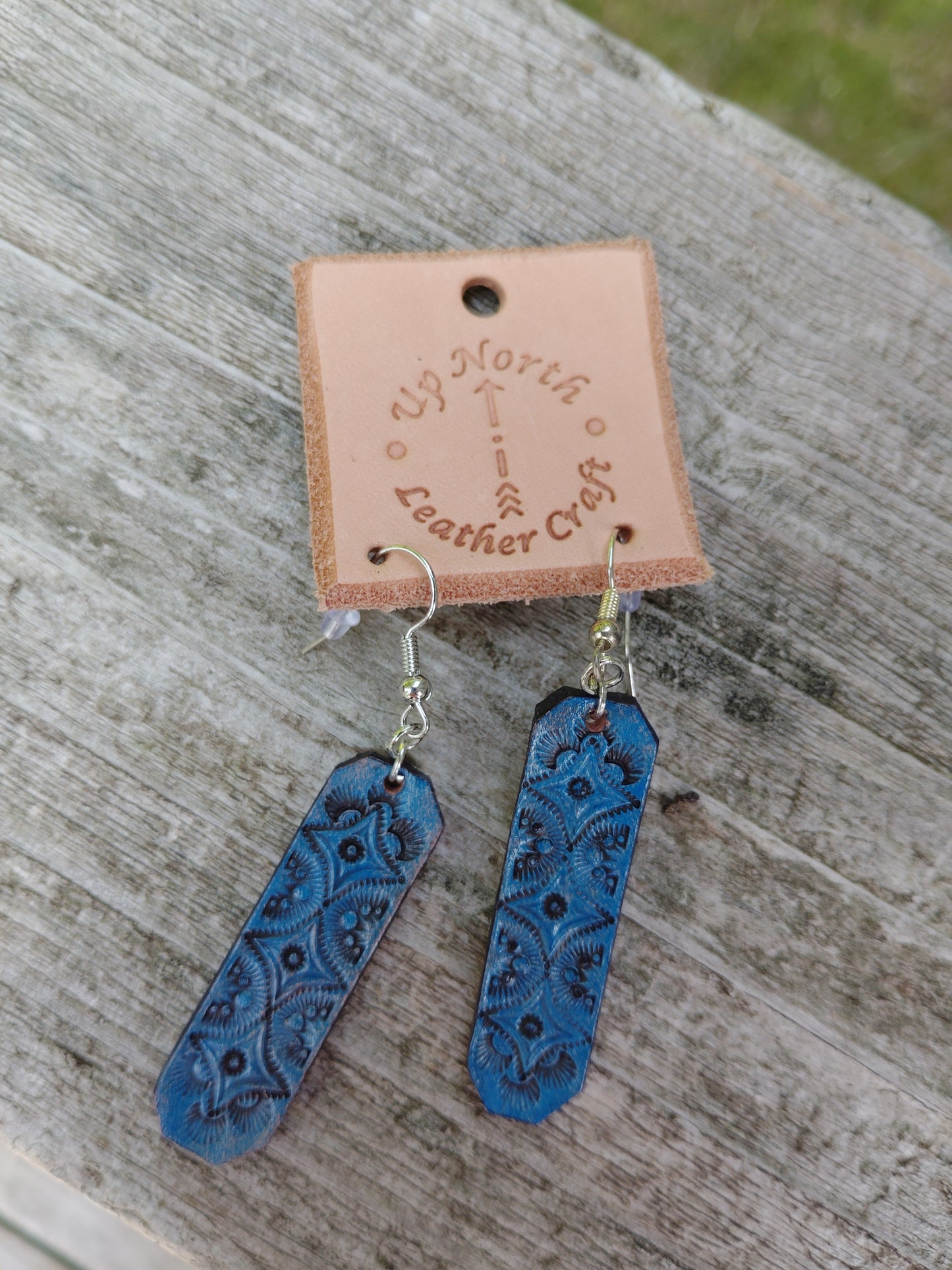 (10ER25) Leather Earrings - Denim