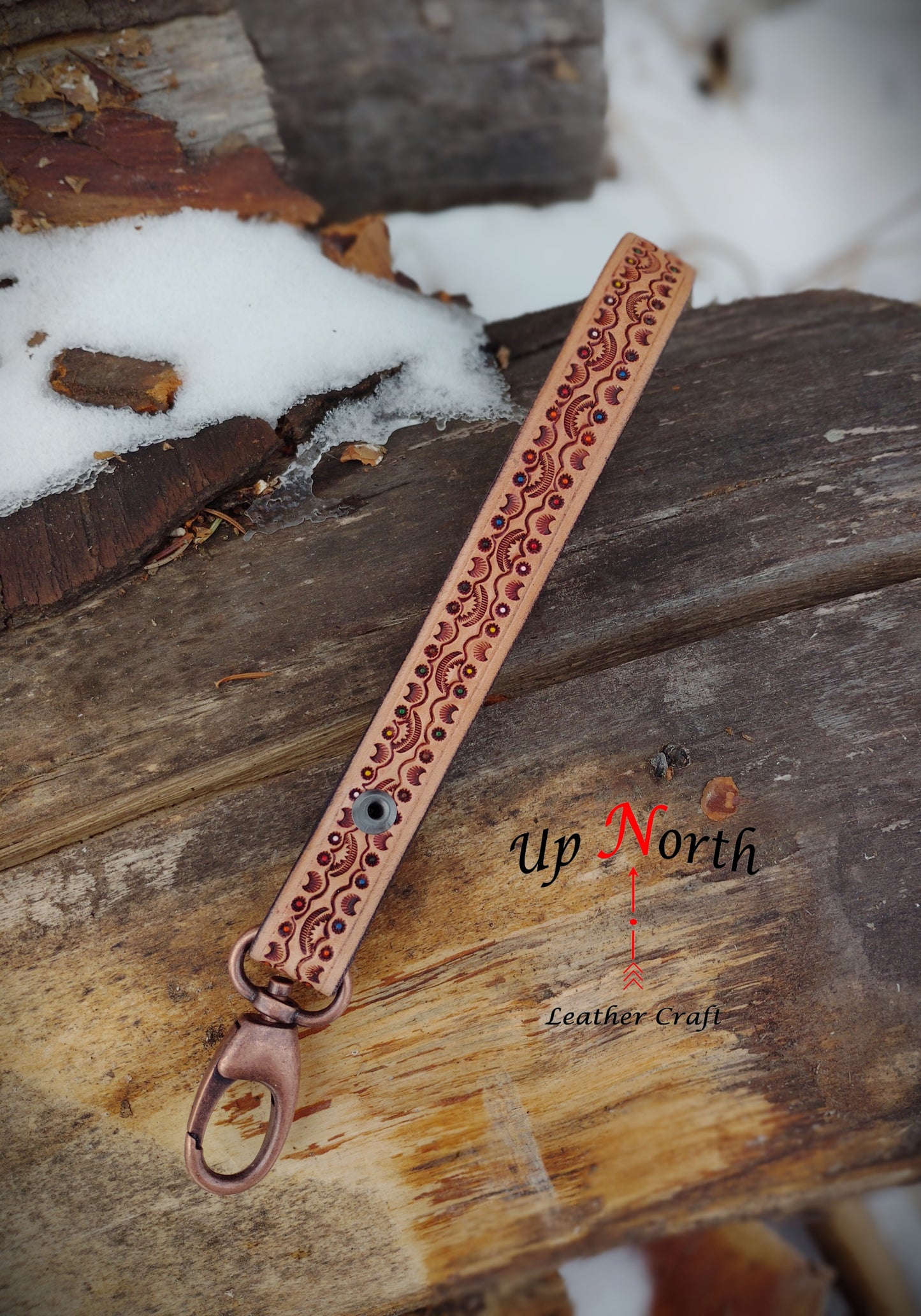 (10LA25) Leather Lanyard - Sun and Waves