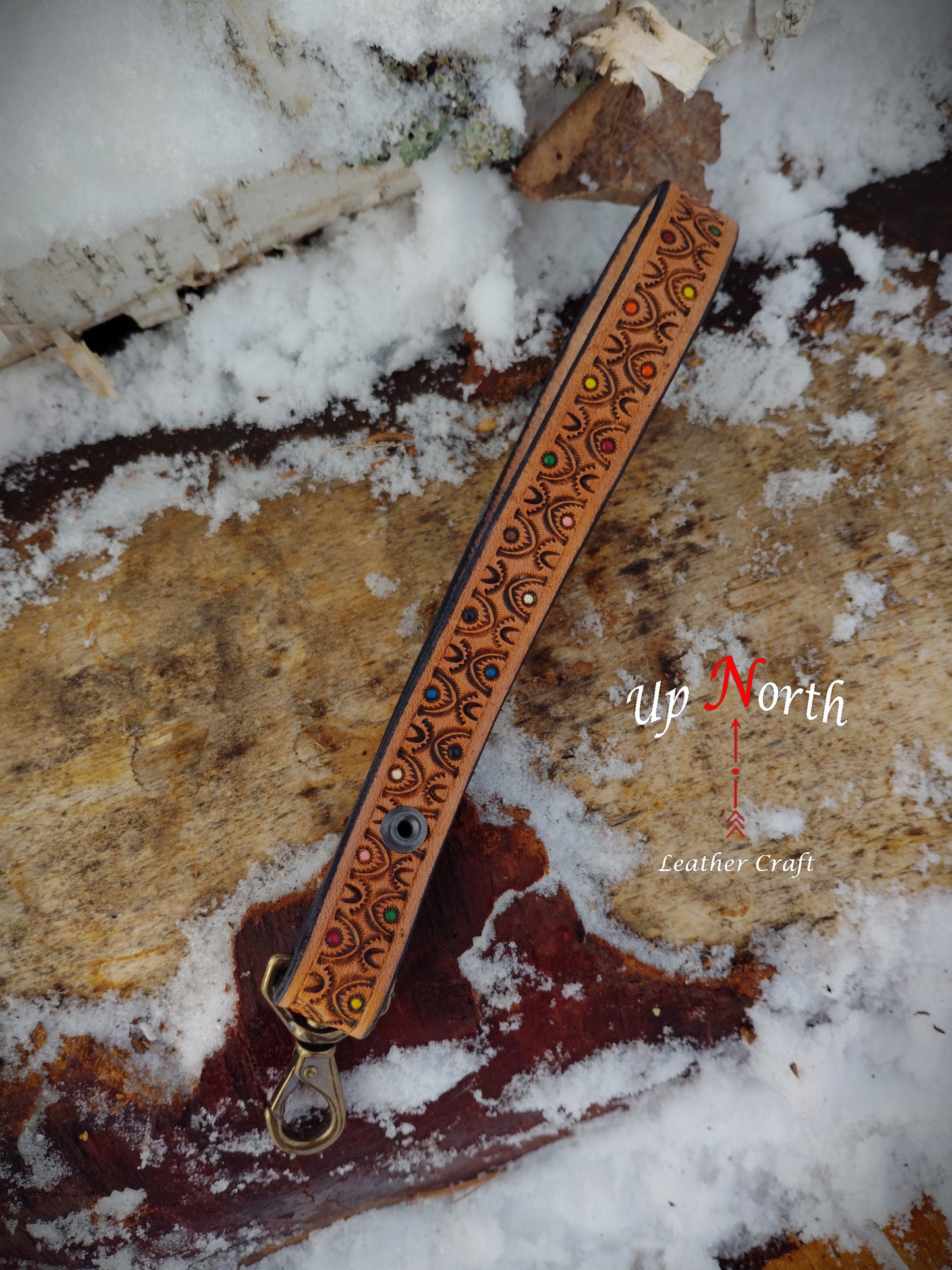 (15LA25) Leather Lanyard - Polka Dots