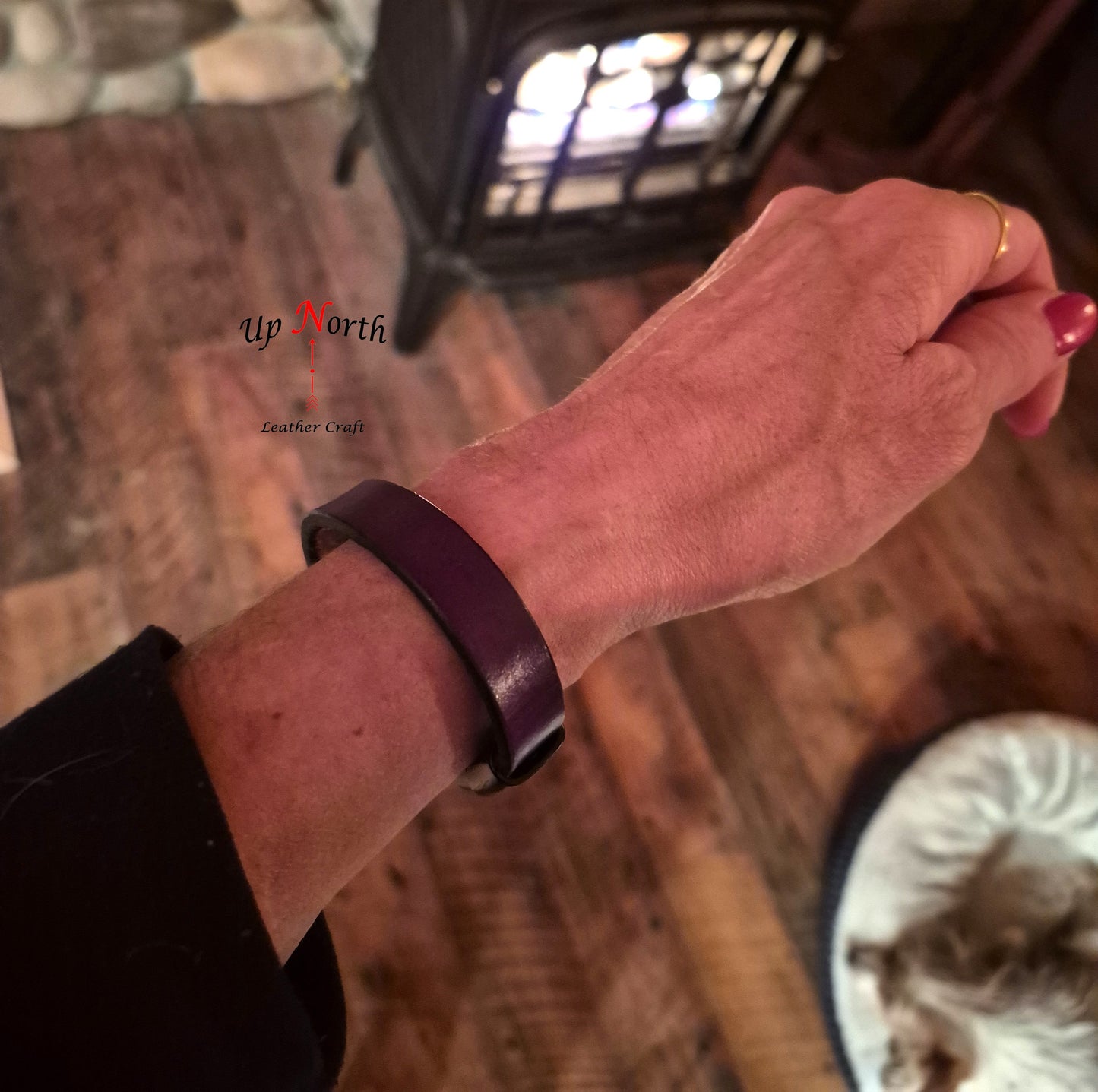 (16BR25) Leather Bracelet - Ruby Red