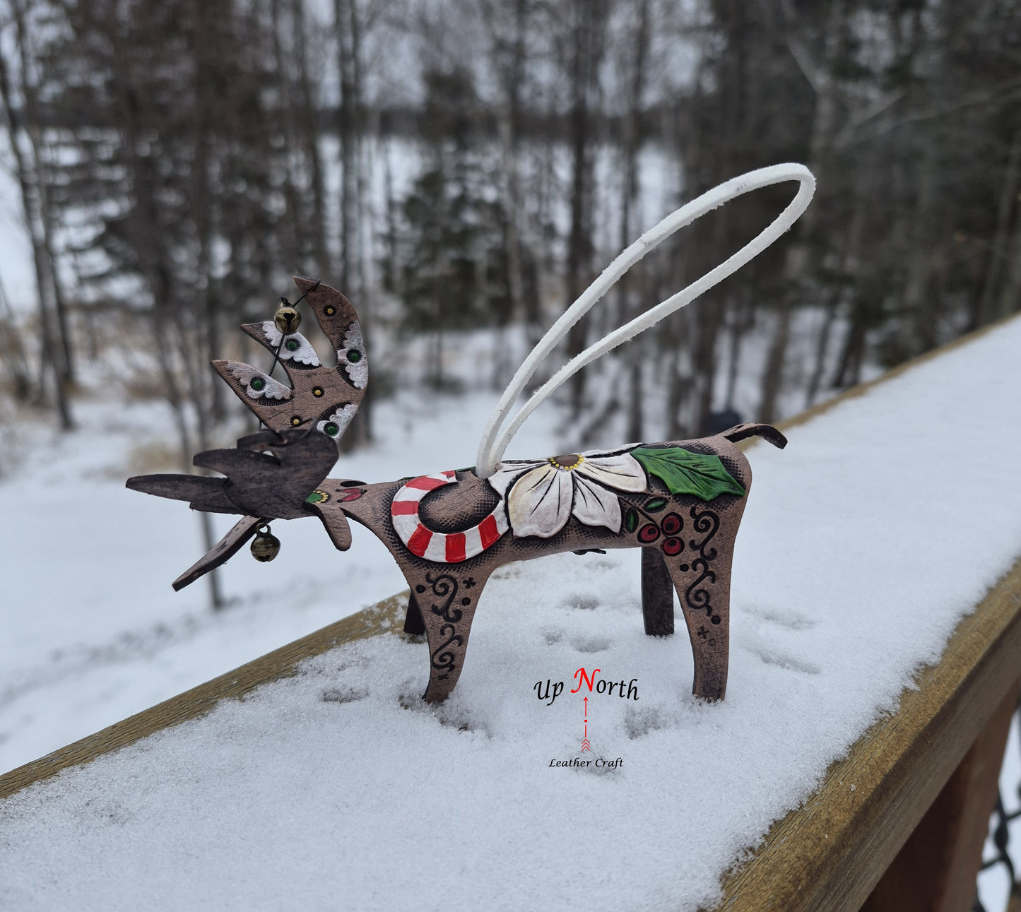 (29OM25) Leather Moose Ornament - Dark Chocolate