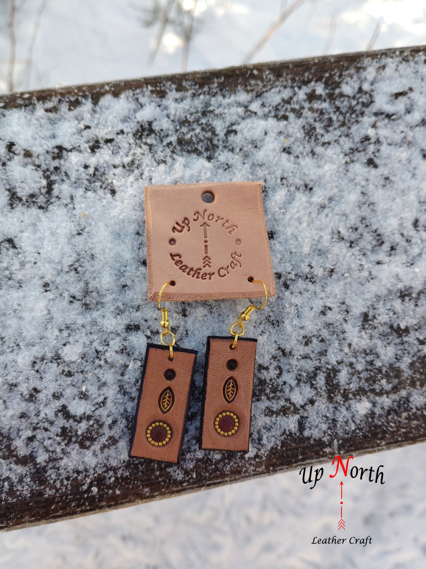 (42ER24) Leather Earrings - North Star