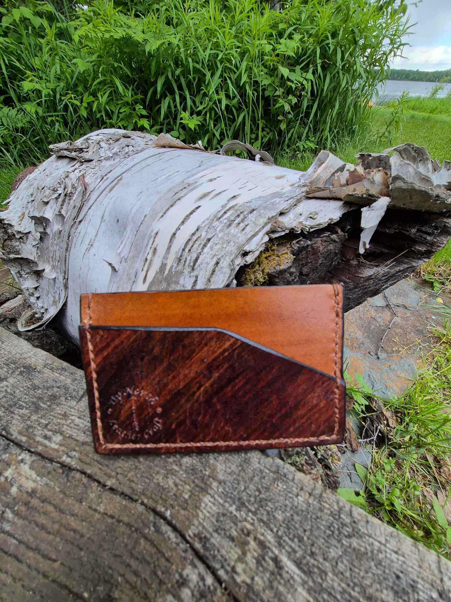 (03SW26) Leather Minimalist 3-Slot Wallet-Wood Grain