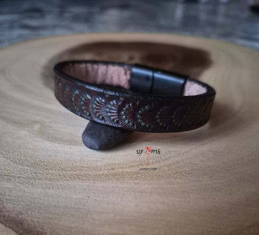 (01BR25) Leather Bracelet - Chocolate Wave