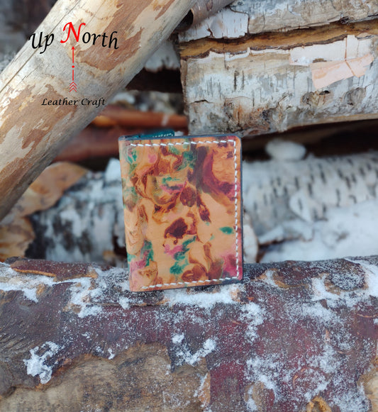 (01CW25) Handmade Leather Card Wallet - Southwest Sunset