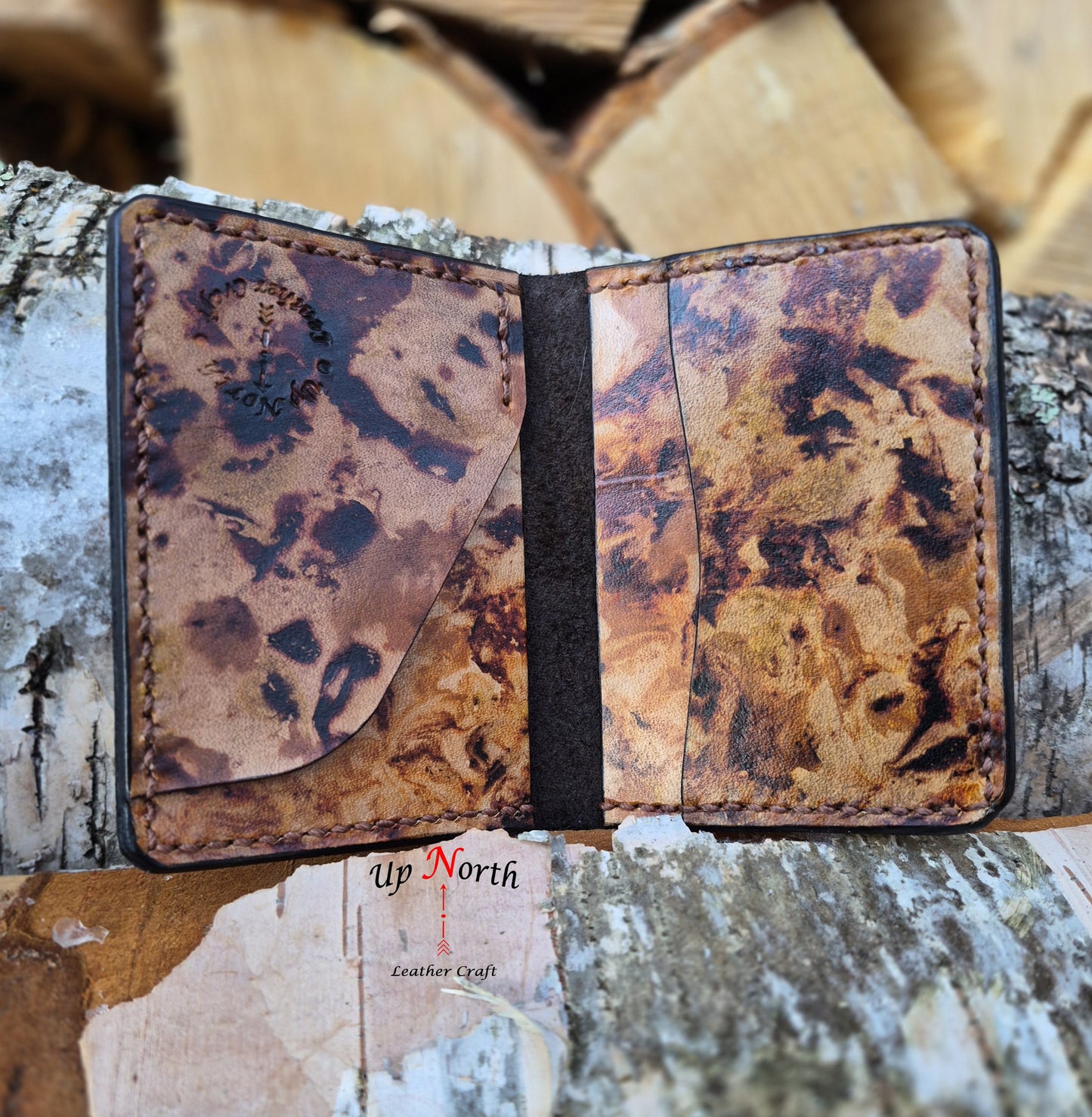 (01CW26) Leather Card Wallet - Fire