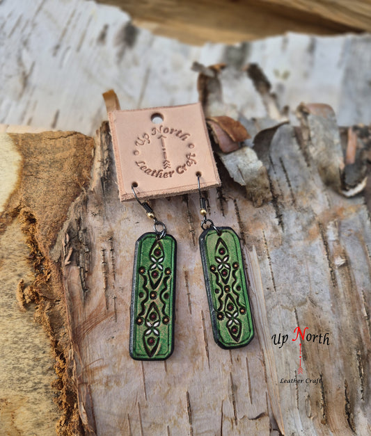 (01ER26) Leather Earrings - Verde