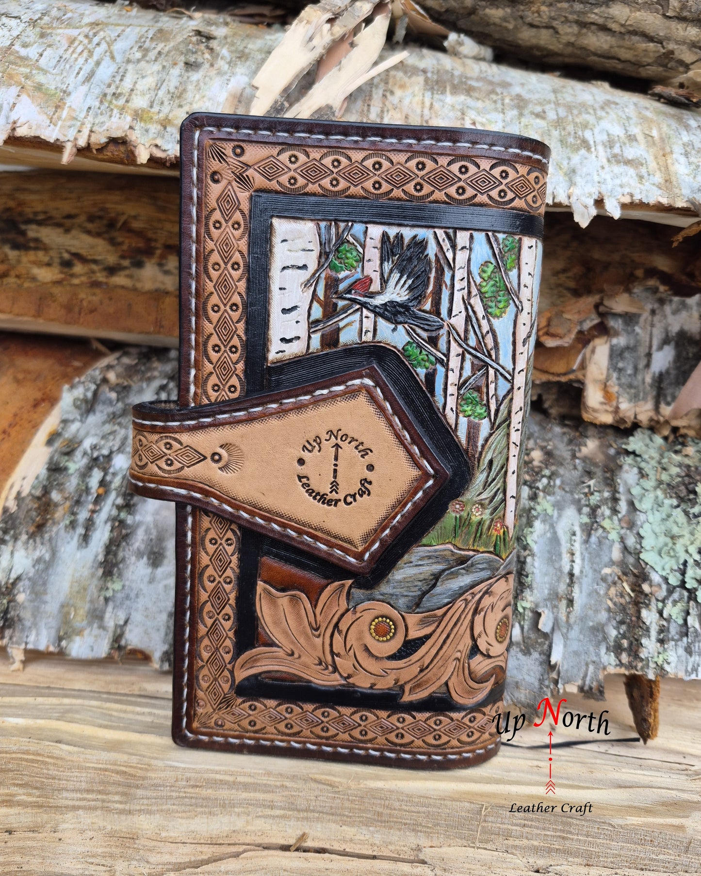 (01JM26) Medium Leather Journal - Northern Woods