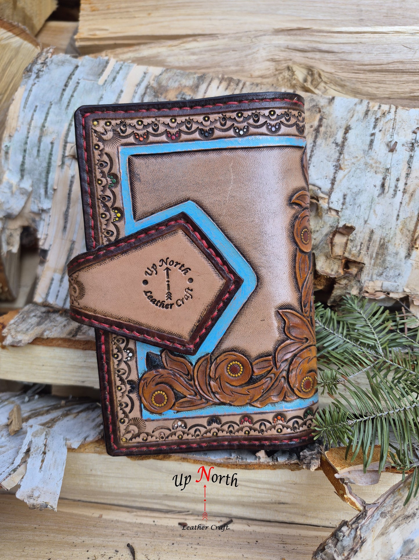 (01JS26) Small Leather Journal - Singing Wolf