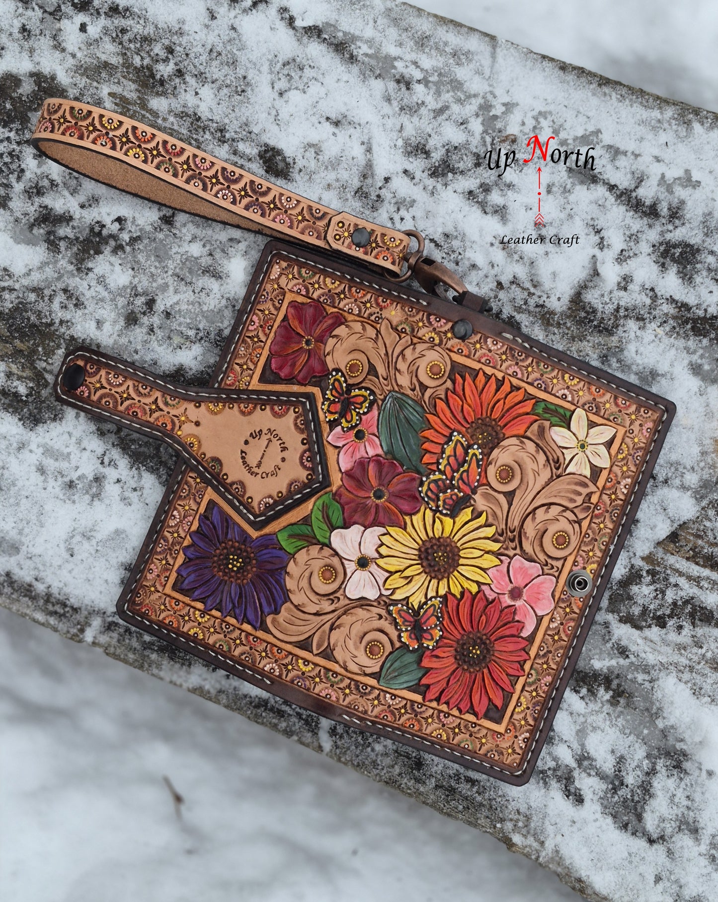 (01LLW26) Tooled Leather Ladies Wallet - Sounds of Summer