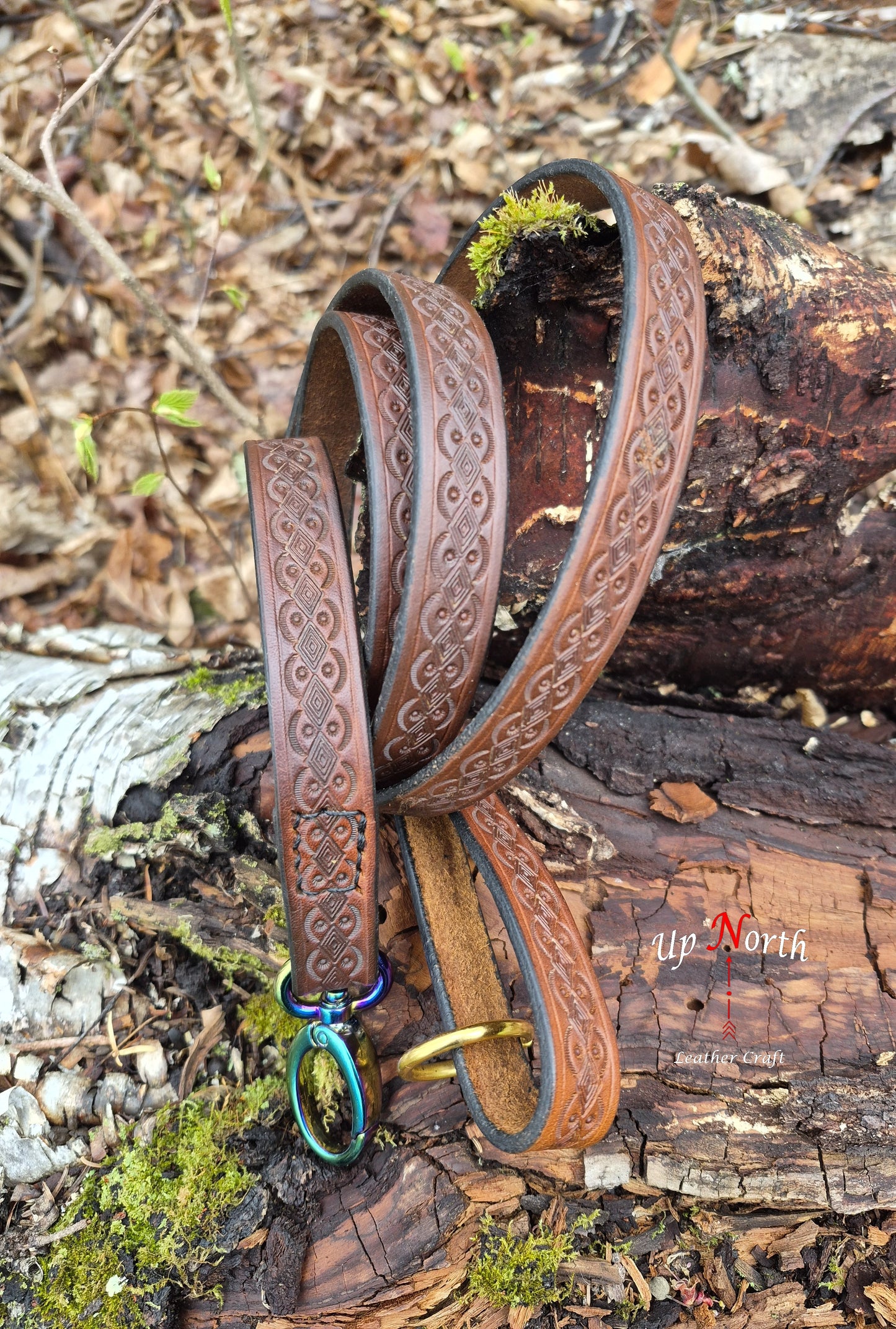 (01LS26) Leather Leash for Small Dogs - Bling!