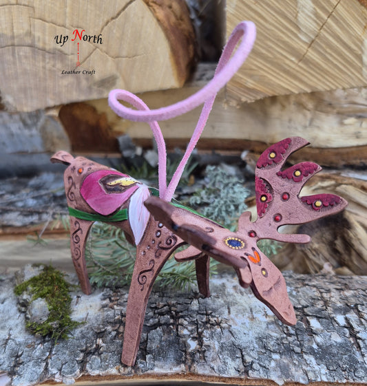 (01OM26) Leather Moose Ornament - Lady Slipper