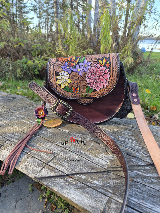 (01RED25) The Red Pine Leather Purse - Pink Peony