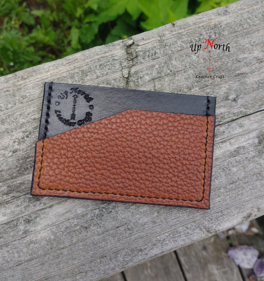 (01SW25) Leather 3-Slot Minimalist Wallet - Black and Brown
