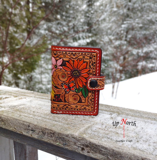 (01TSW25) Tooled Card Wallet - Sunflowers!