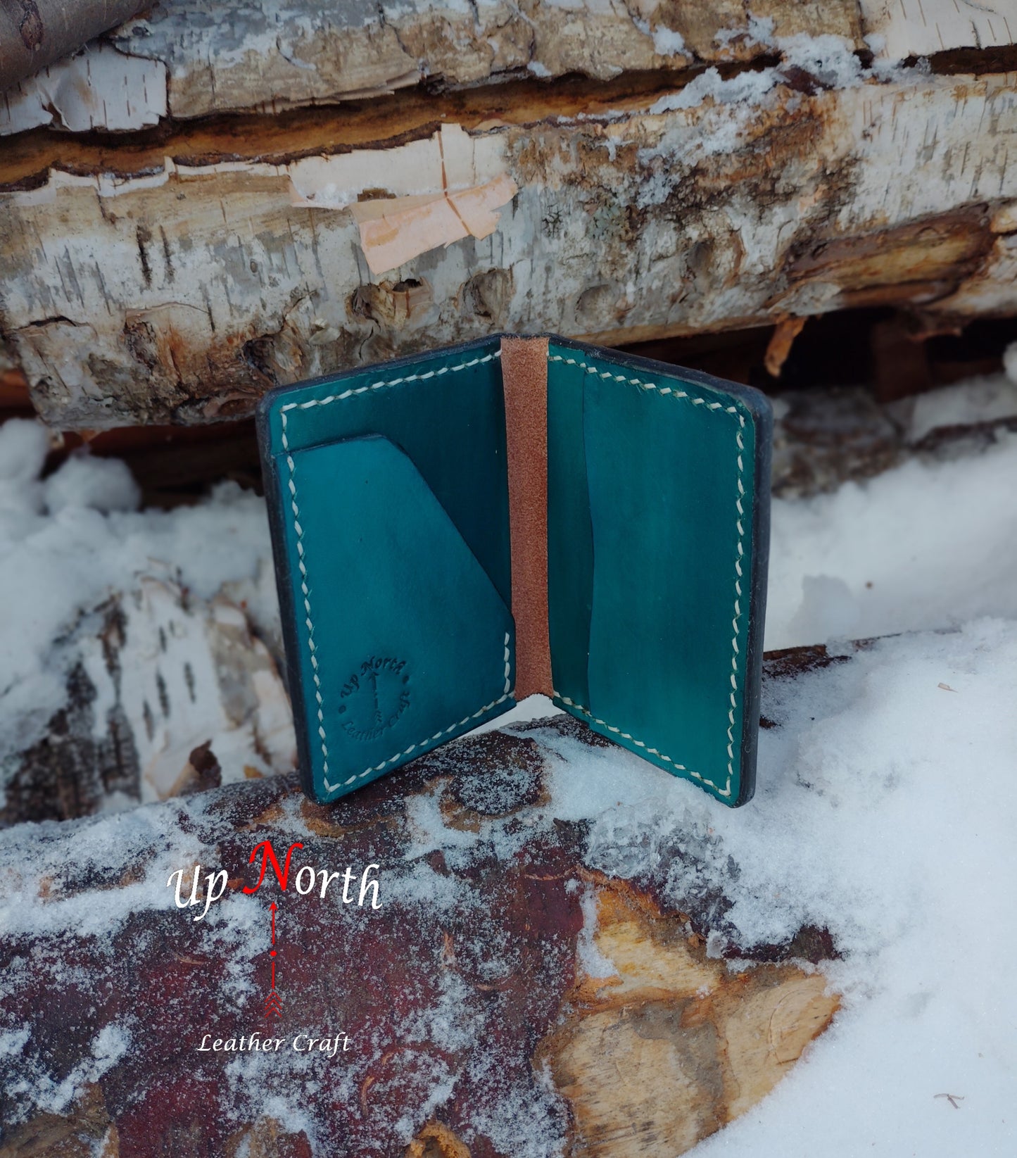 (01CW25) Handmade Leather Card Wallet - Southwest Sunset