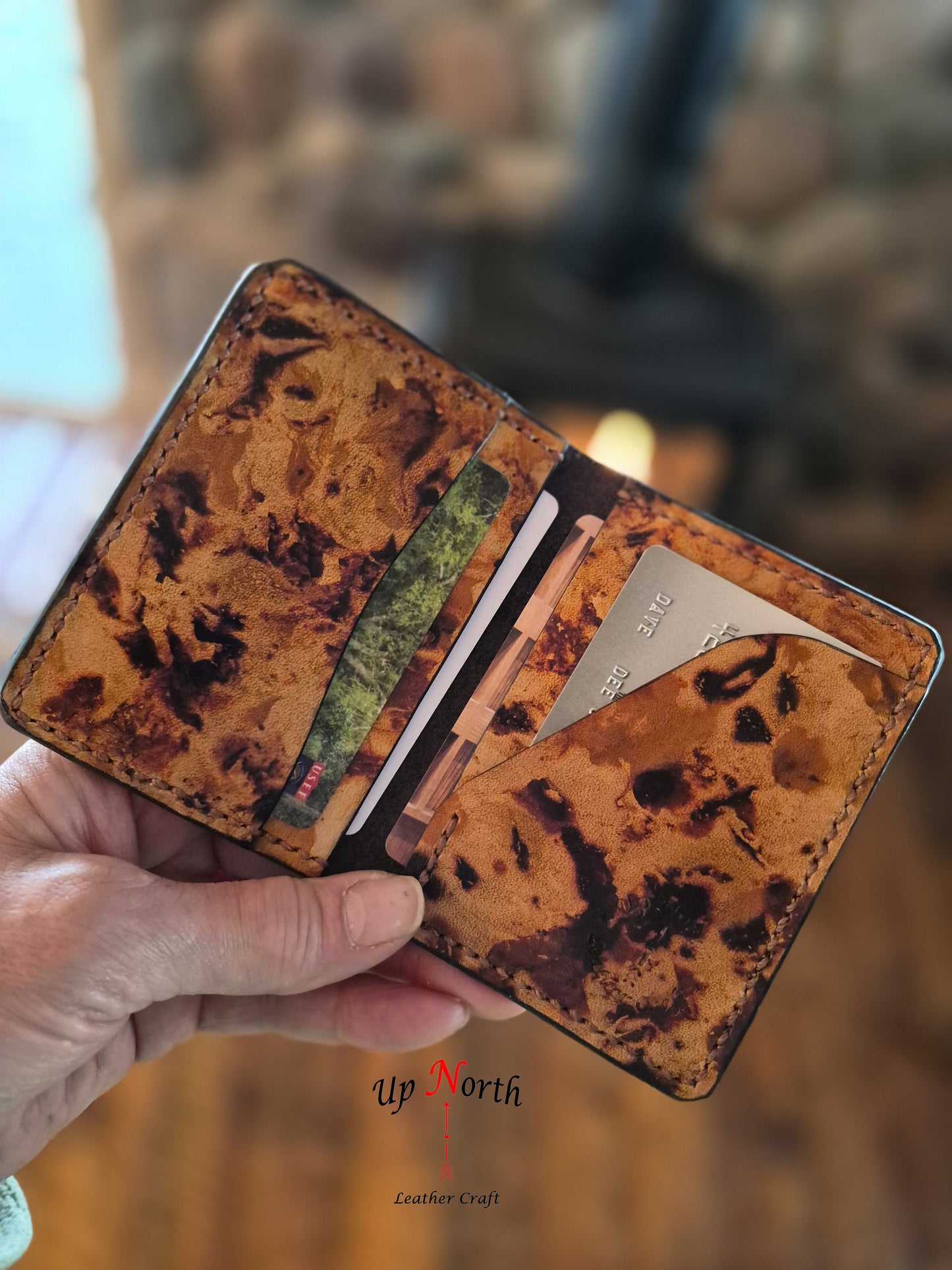 (01CW26) Leather Card Wallet - Fire