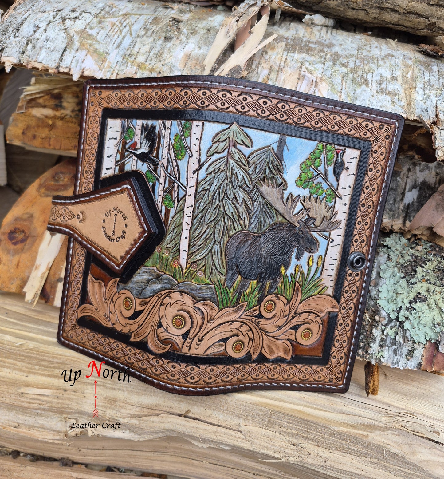 (01JM26) Medium Leather Journal - Northern Woods