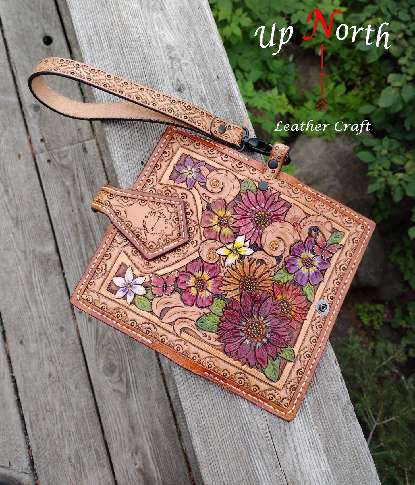 (01LLW24) Handmade Ladies Wallet - Flowers and Butterflies