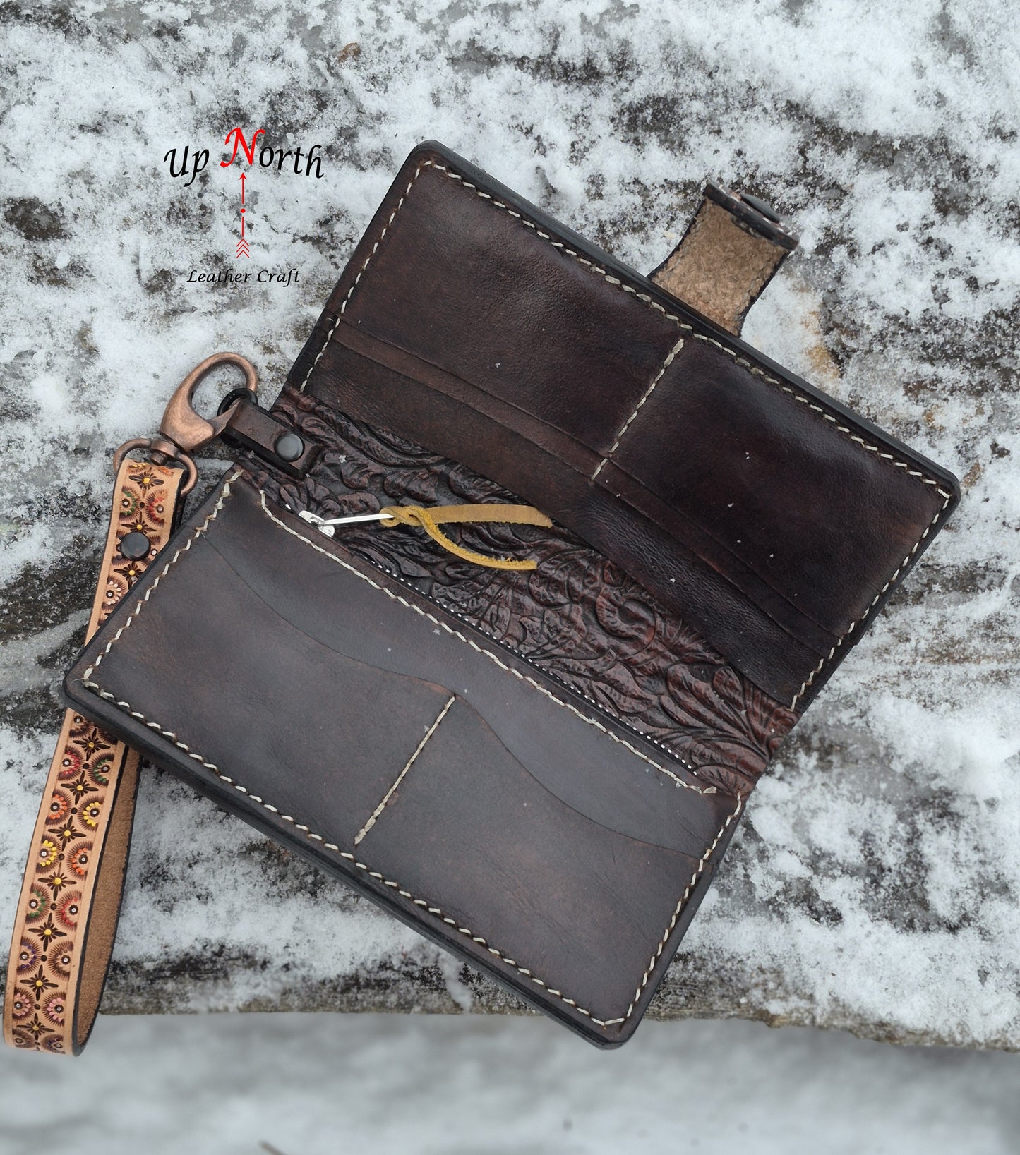 (01LLW26) Tooled Leather Ladies Wallet - Sounds of Summer