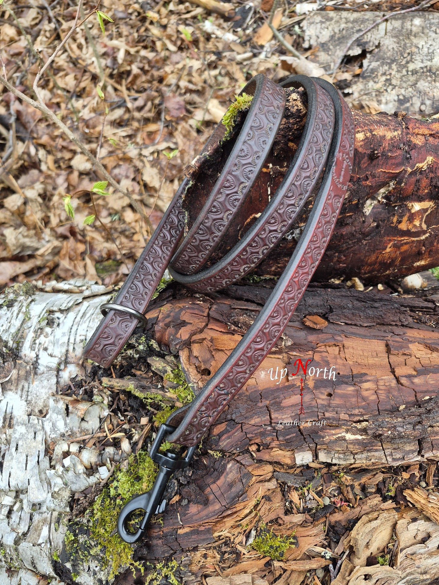 (01LM26) Leather Dog Leash for Medium Dogs - Chili Pepper