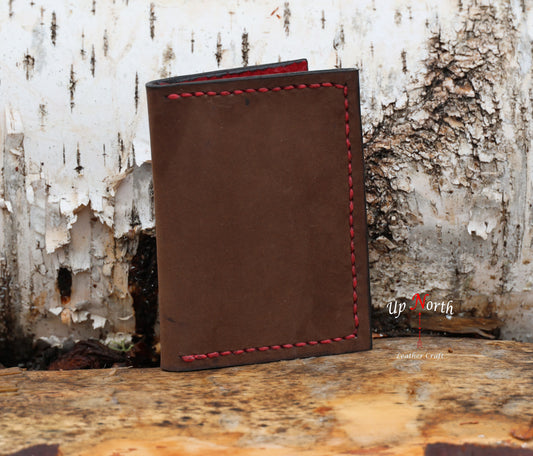 (02CW25) Leather Card Wallet - Ruby Red