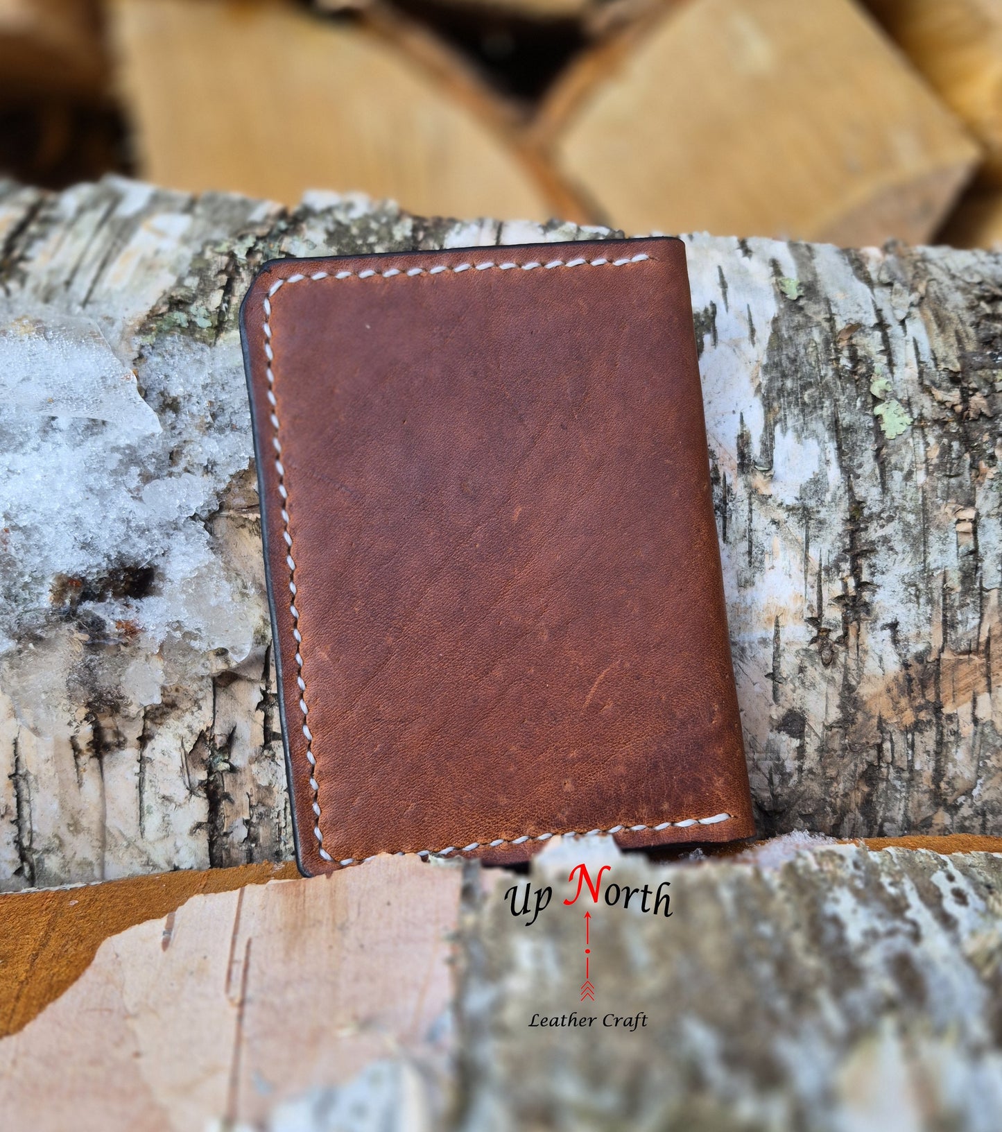 (02CW26) Leather Card Wallet - Birch